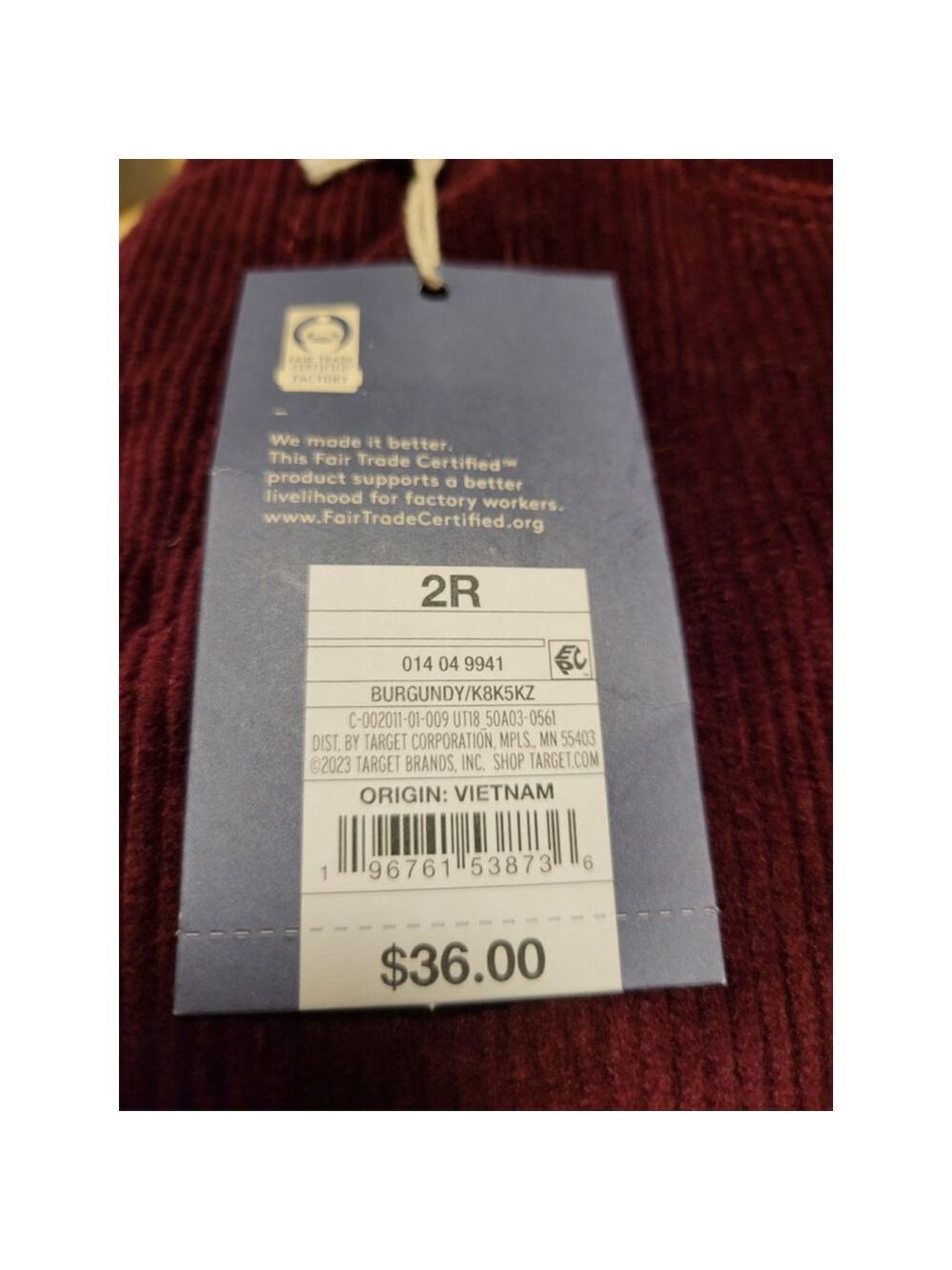 Universal Thread Burgundy Corduroy Pants Ankle Bootcut 2R - Picture 5 of 9